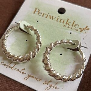 NWT Twisted Silver Hoop Earrings